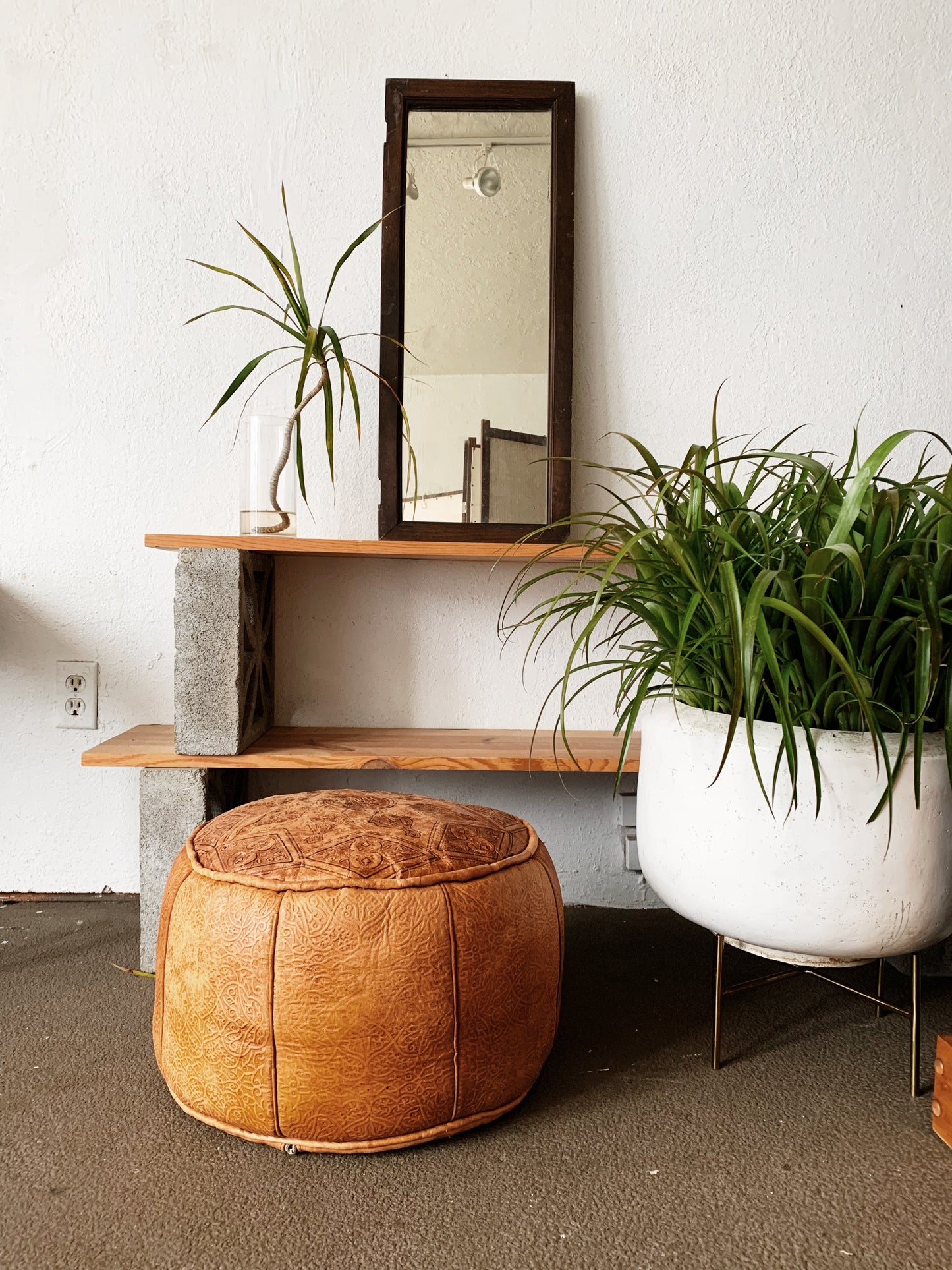 Vintage Leather Pouf