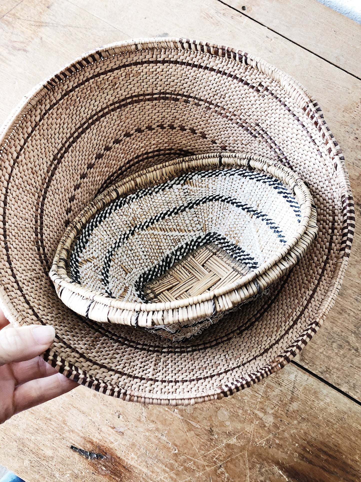 Vintage South African Woven Basket Pair