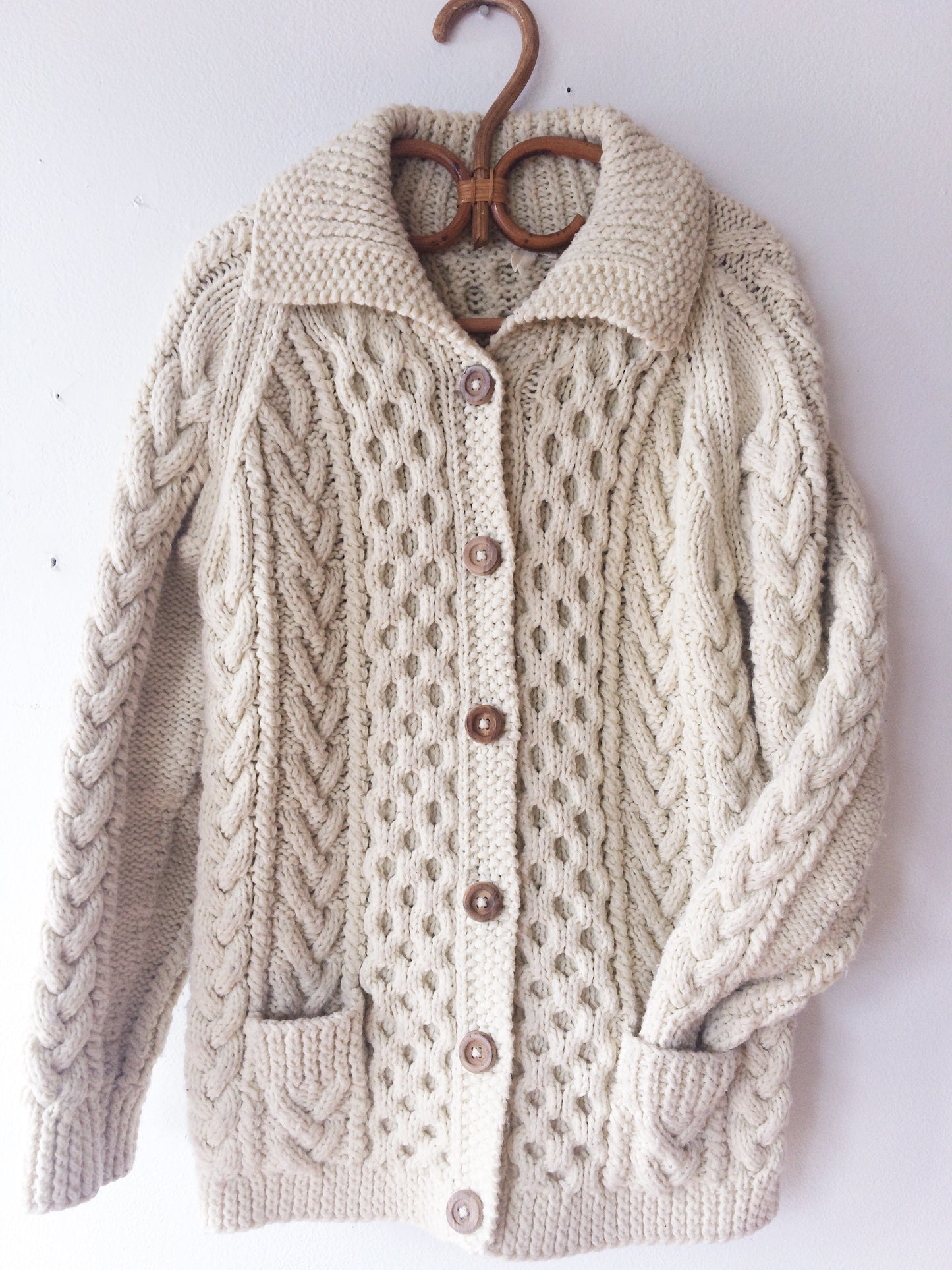Hand knit Vintage Fisherman Cardigan