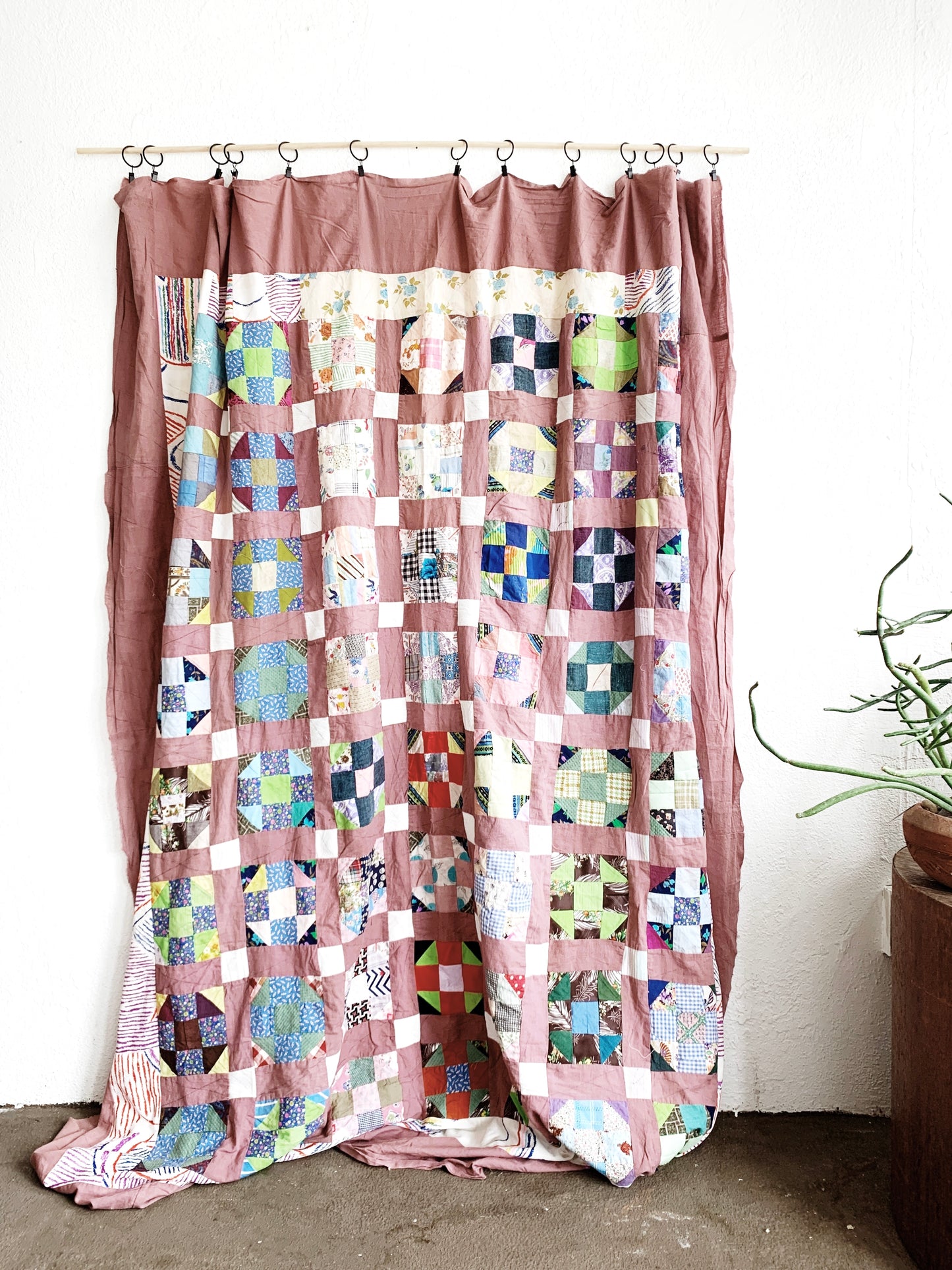 Vintage Hand Stitched Crazy Quilt Topper