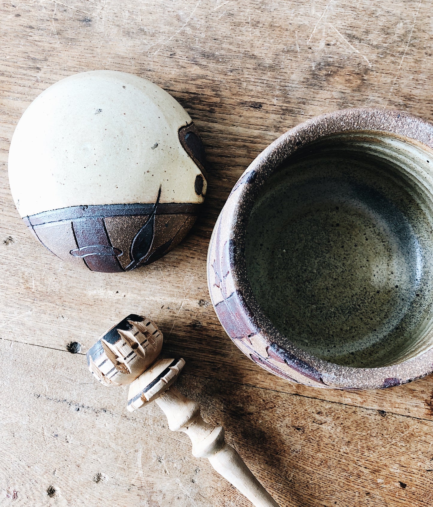 Vintage Art Pottery Stoneware Honey or Jam Pot