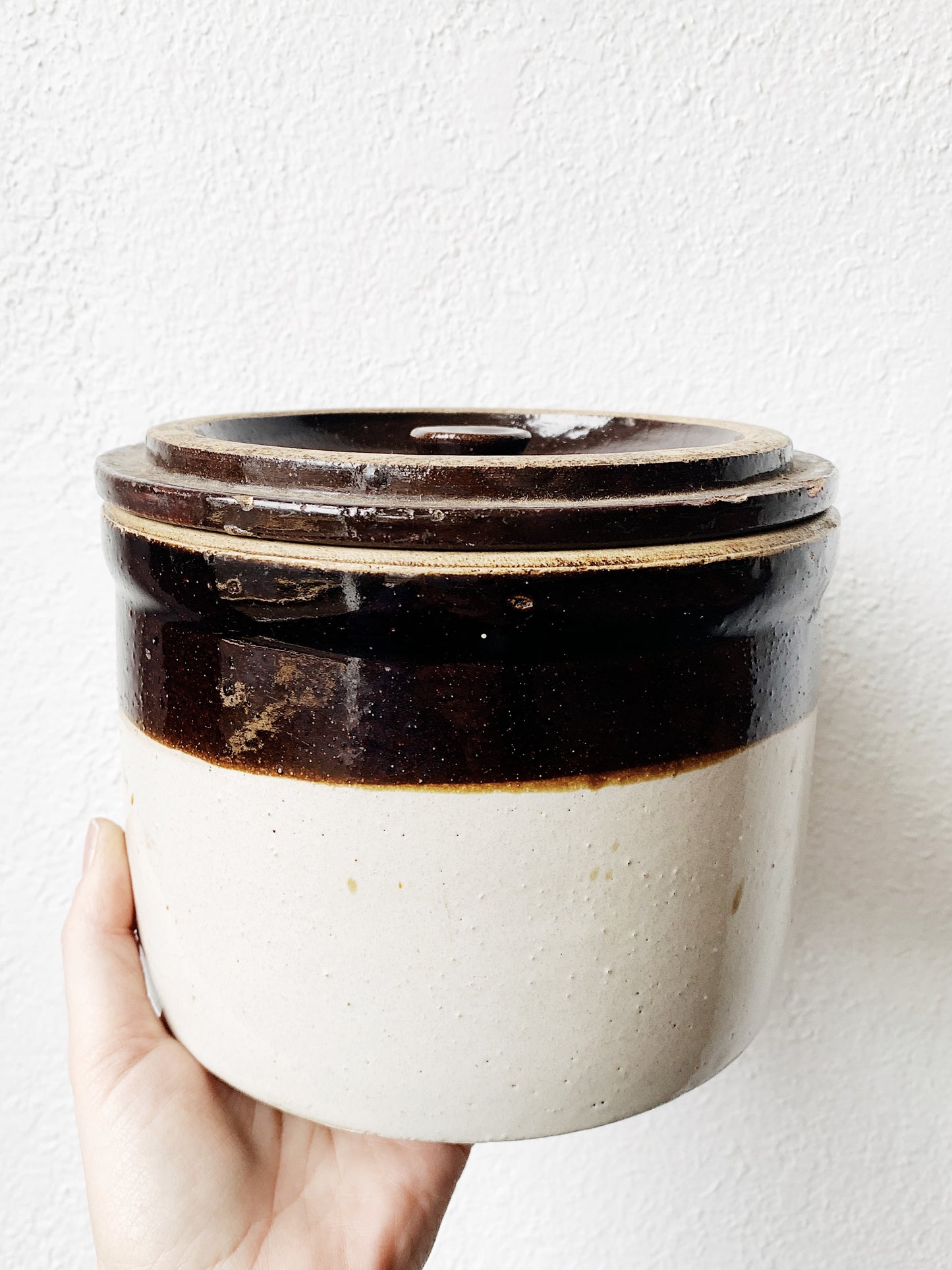 Vintage Lidded Salt Glaze Crock