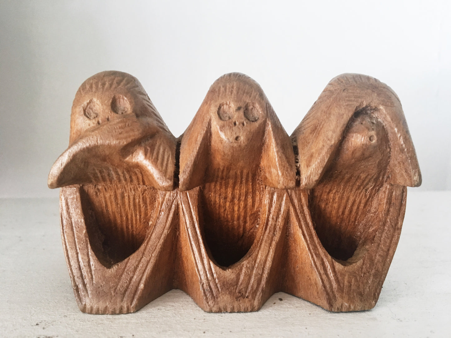 Carved Wood Wise Monkeys