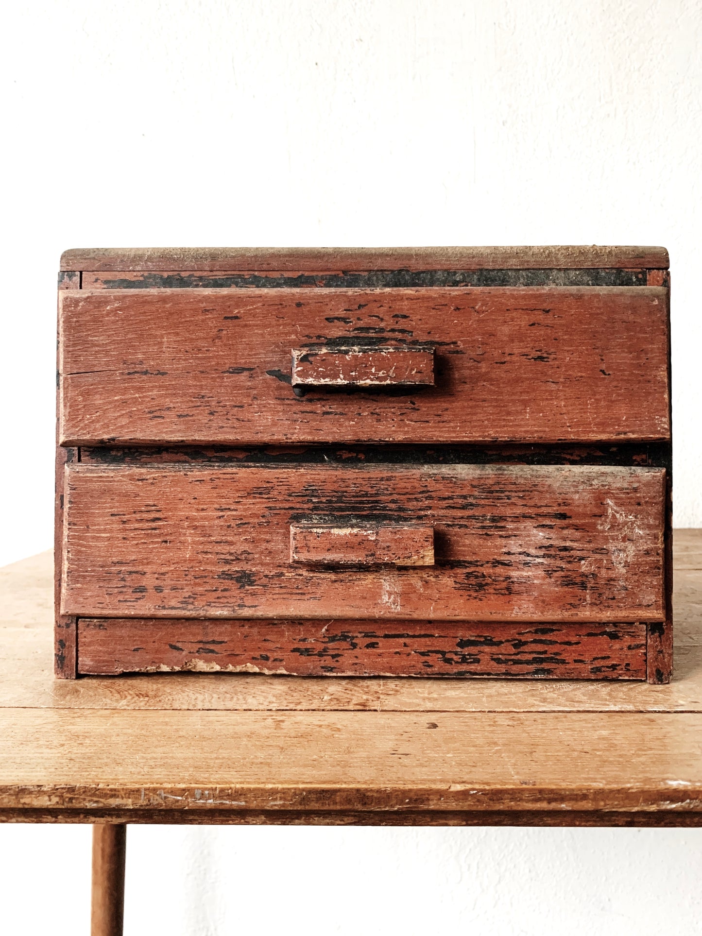 Antique Rustic Wood Tabletop Chest