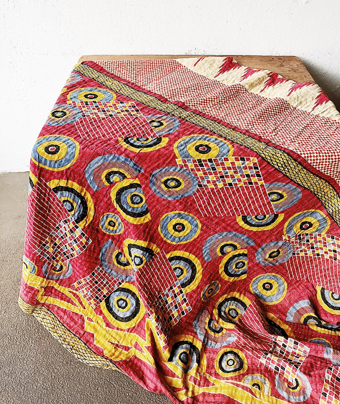 Vintage Reversible Cotton Kantha Quilt