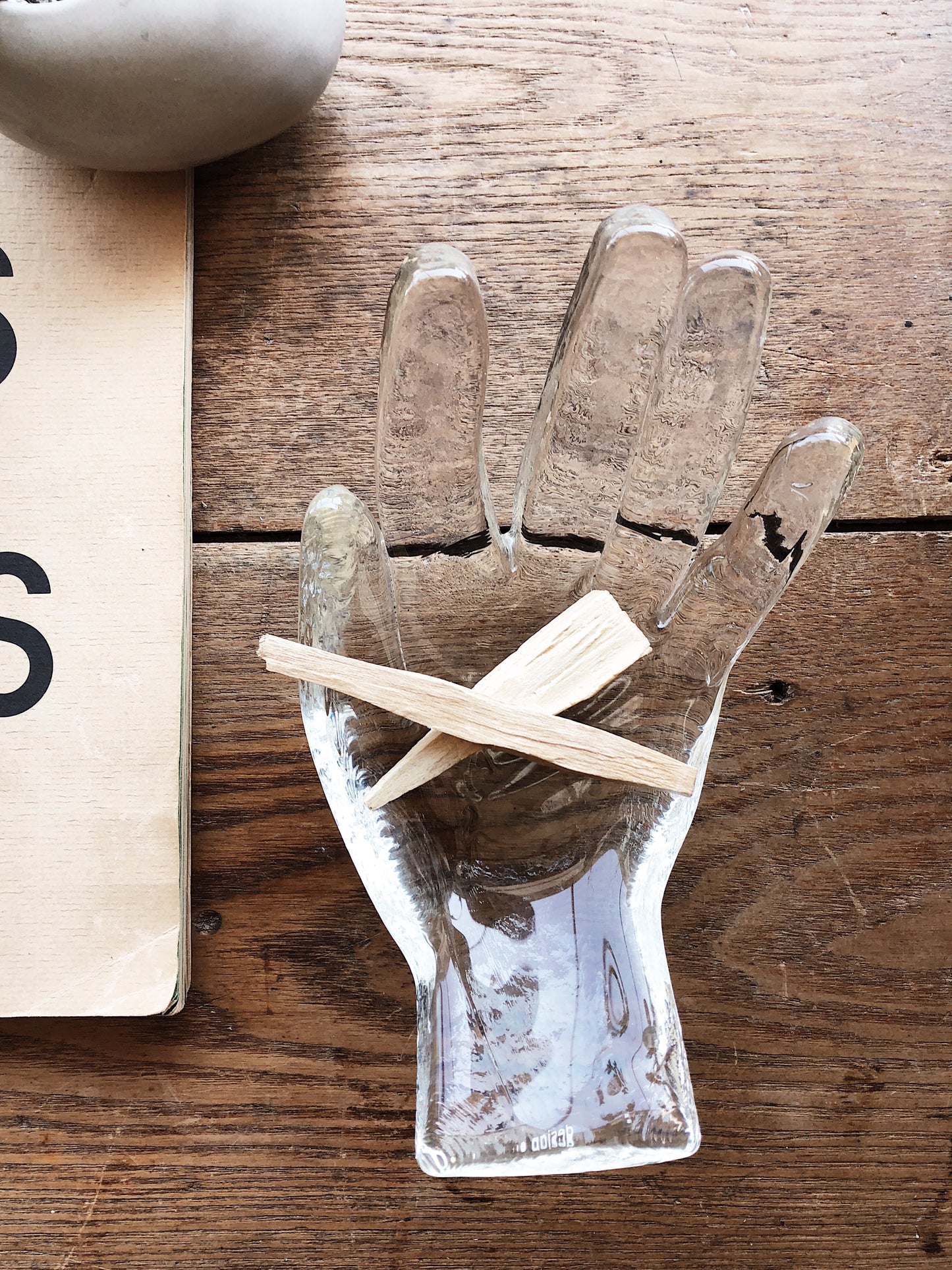 Vintage Handblown Glass Hand Incense Burner