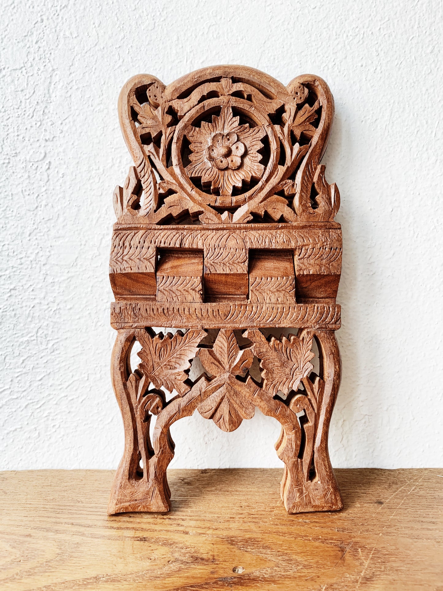 Vintage Cutout Wood Folding Book Stand