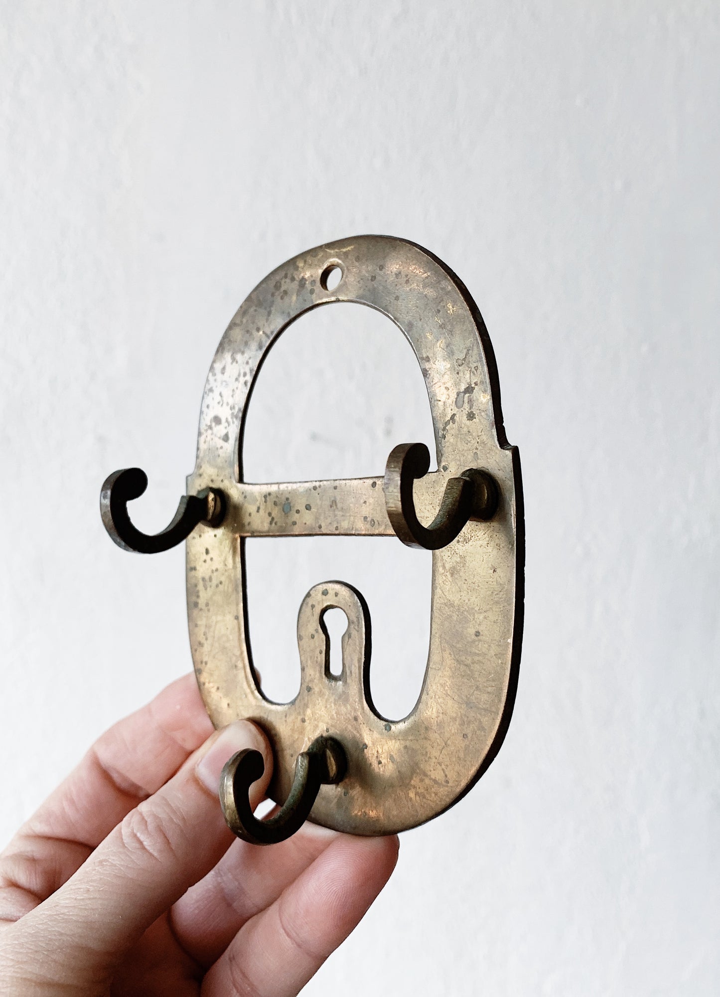Vintage Triple Brass Hook / Key or Jewelry Holder