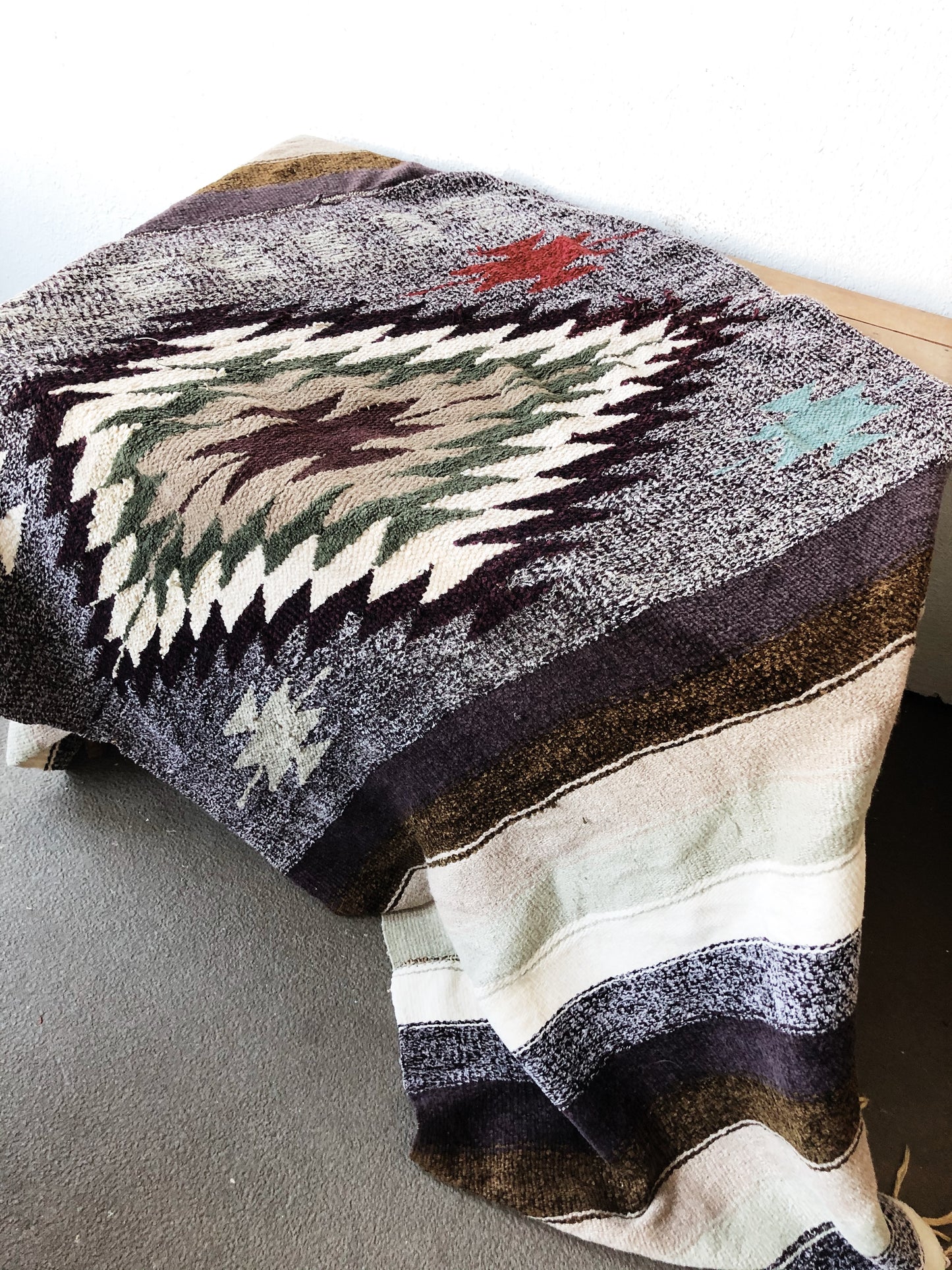 Vintage Chenille Mexican Blanket