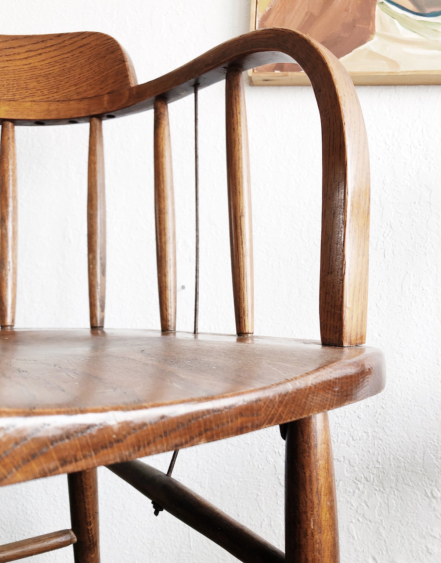 Vintage Boling Fire House Oak Captains Chair