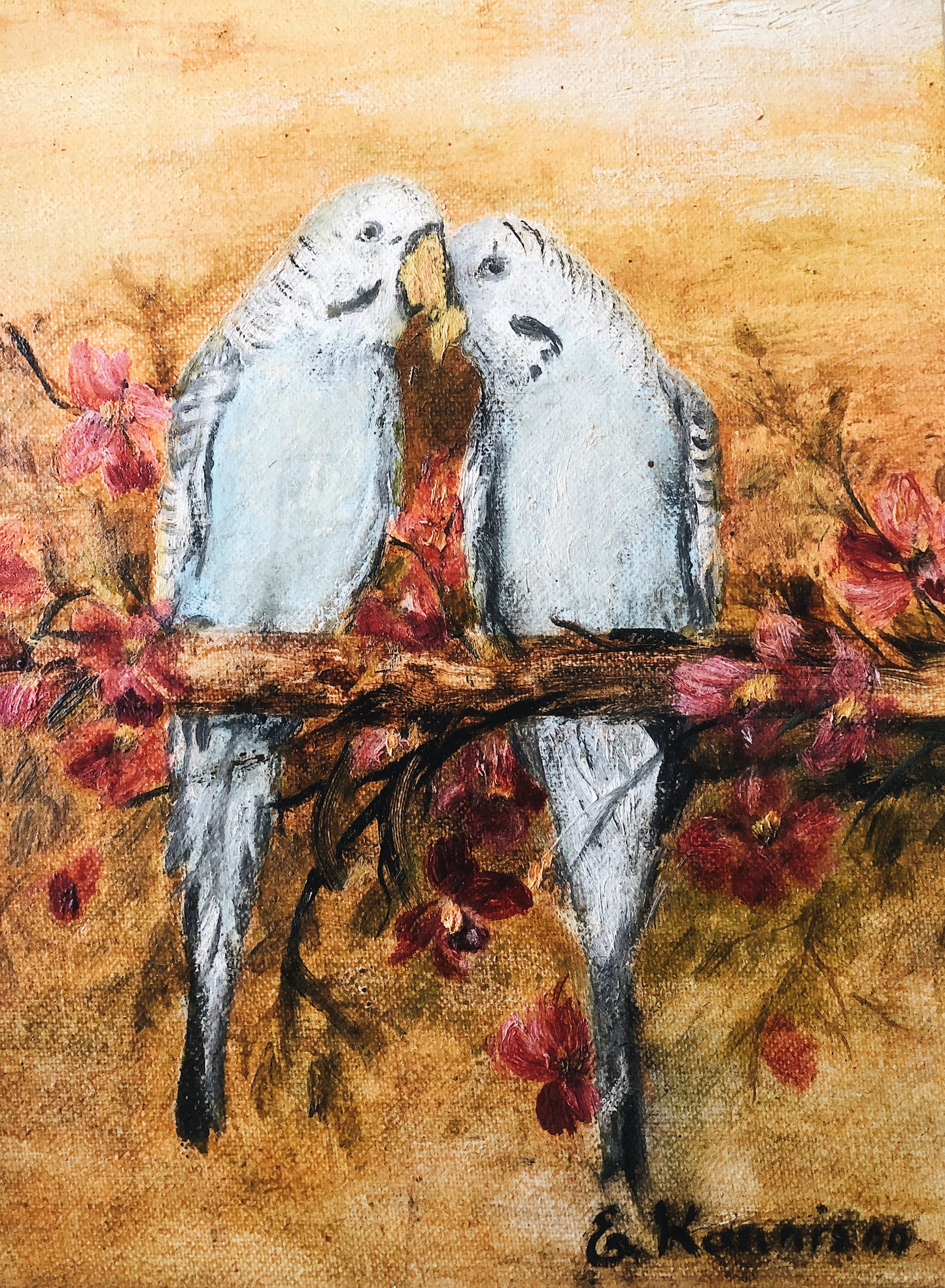 Vintage Love Birds Painting