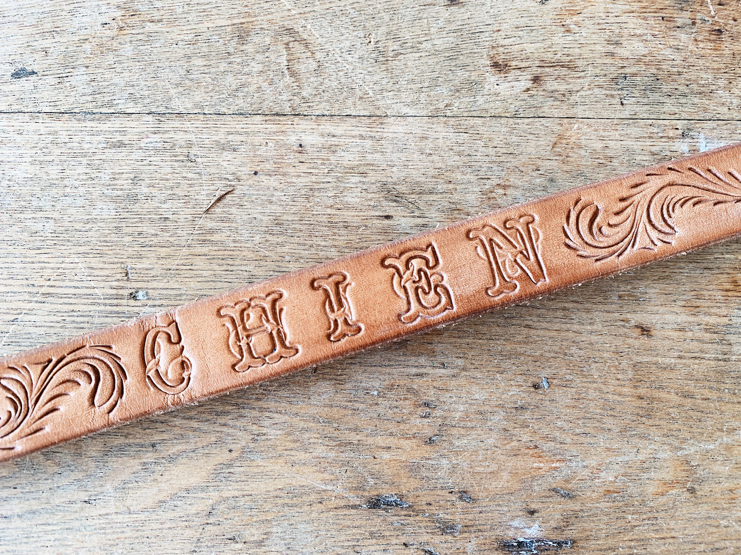 Tooled Leather Dog Collar