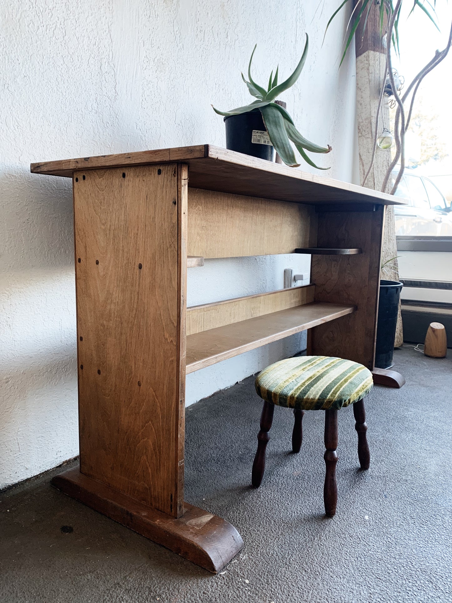 Vintage Handmade Wood Console Table or Desk