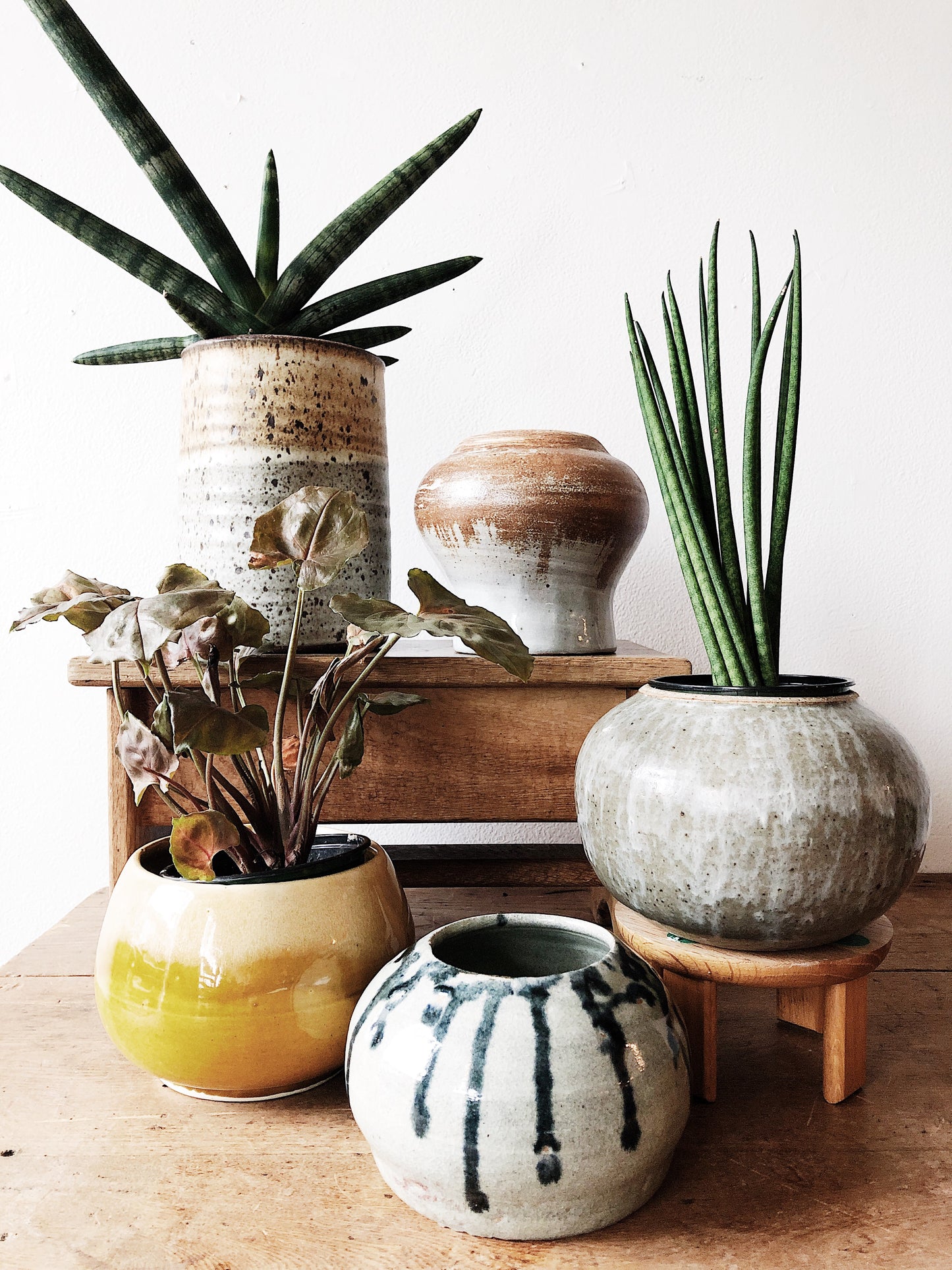 Vintage Round Ceramic Planter