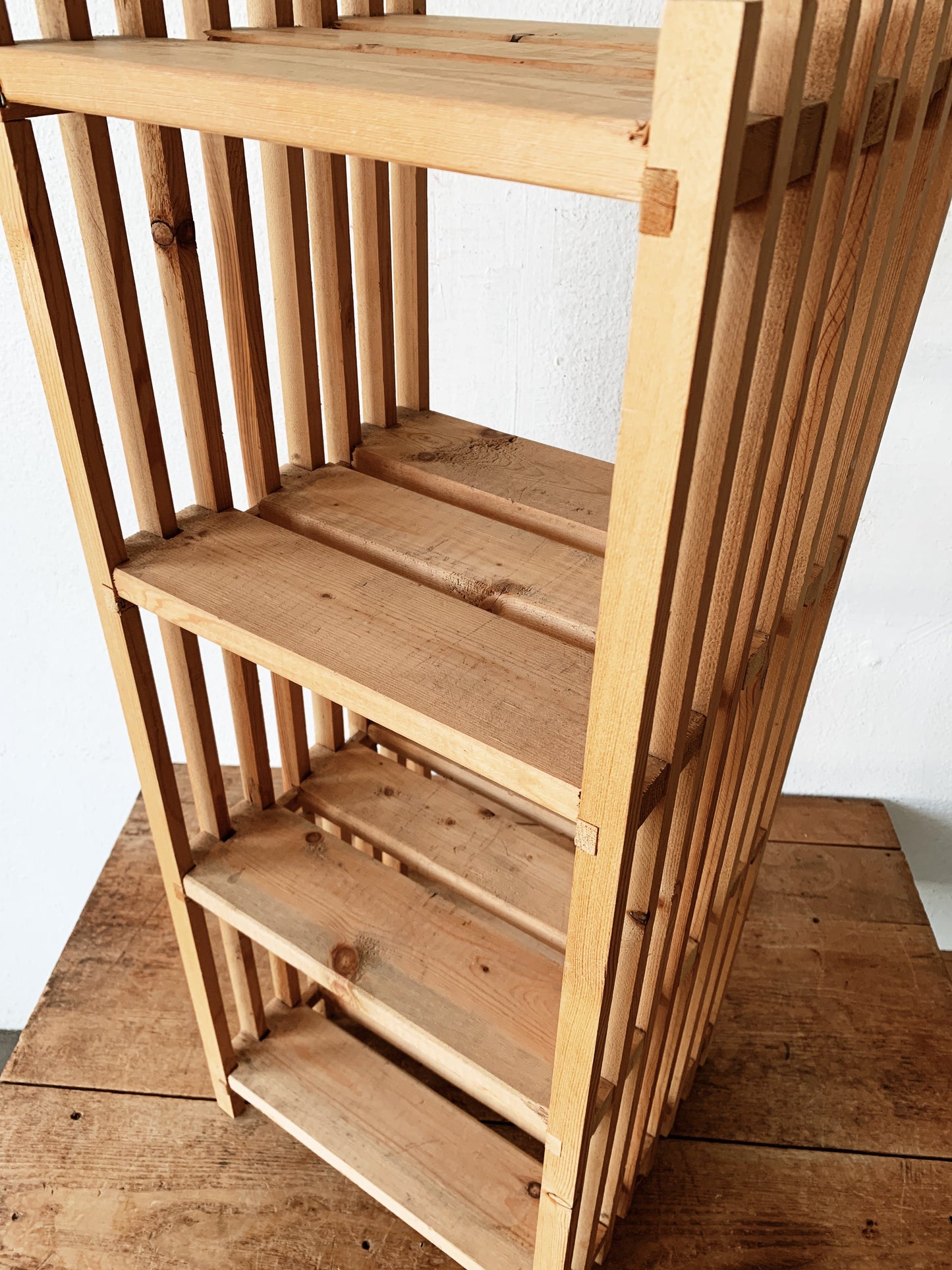 Slatted Natural Wood Shelf
