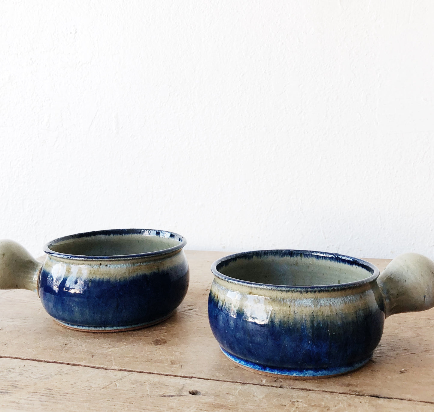 Vintage Pair of Indigo Soup Crocks