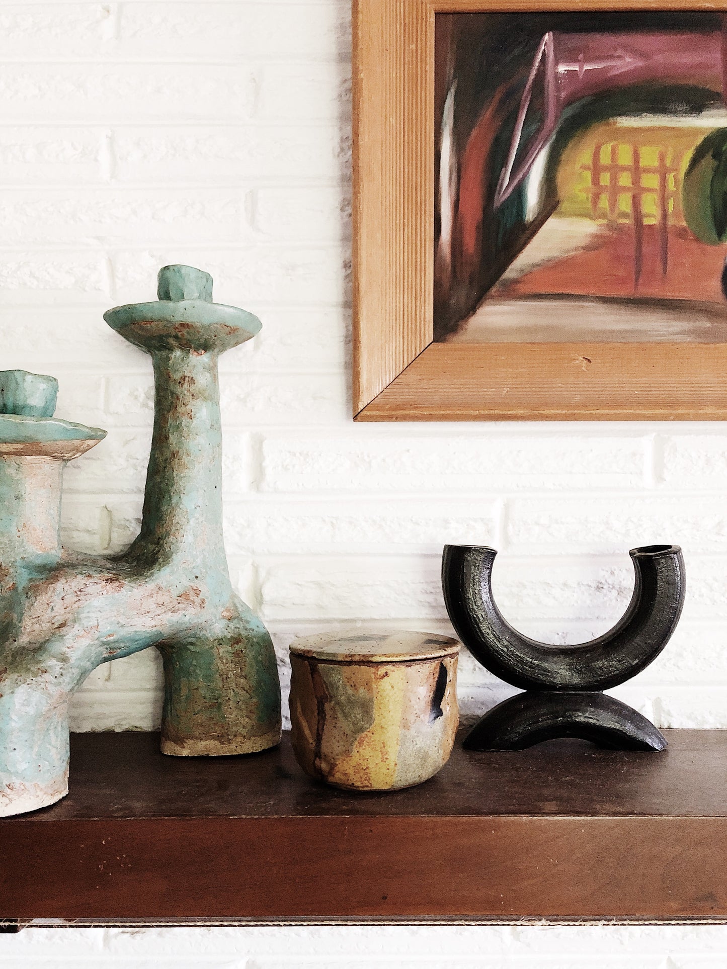 Vintage Half Moon Ceramic Vase