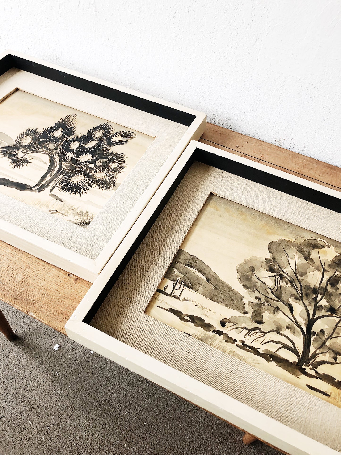 Vintage Watercolor Desert Landscape Painting