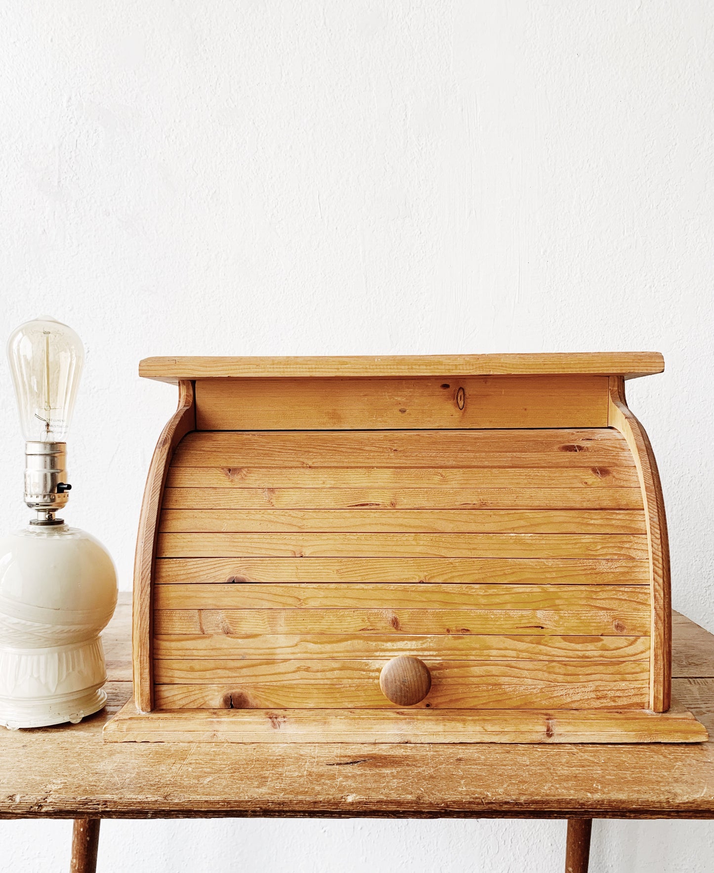Large Vintage Wood Tambour Storage