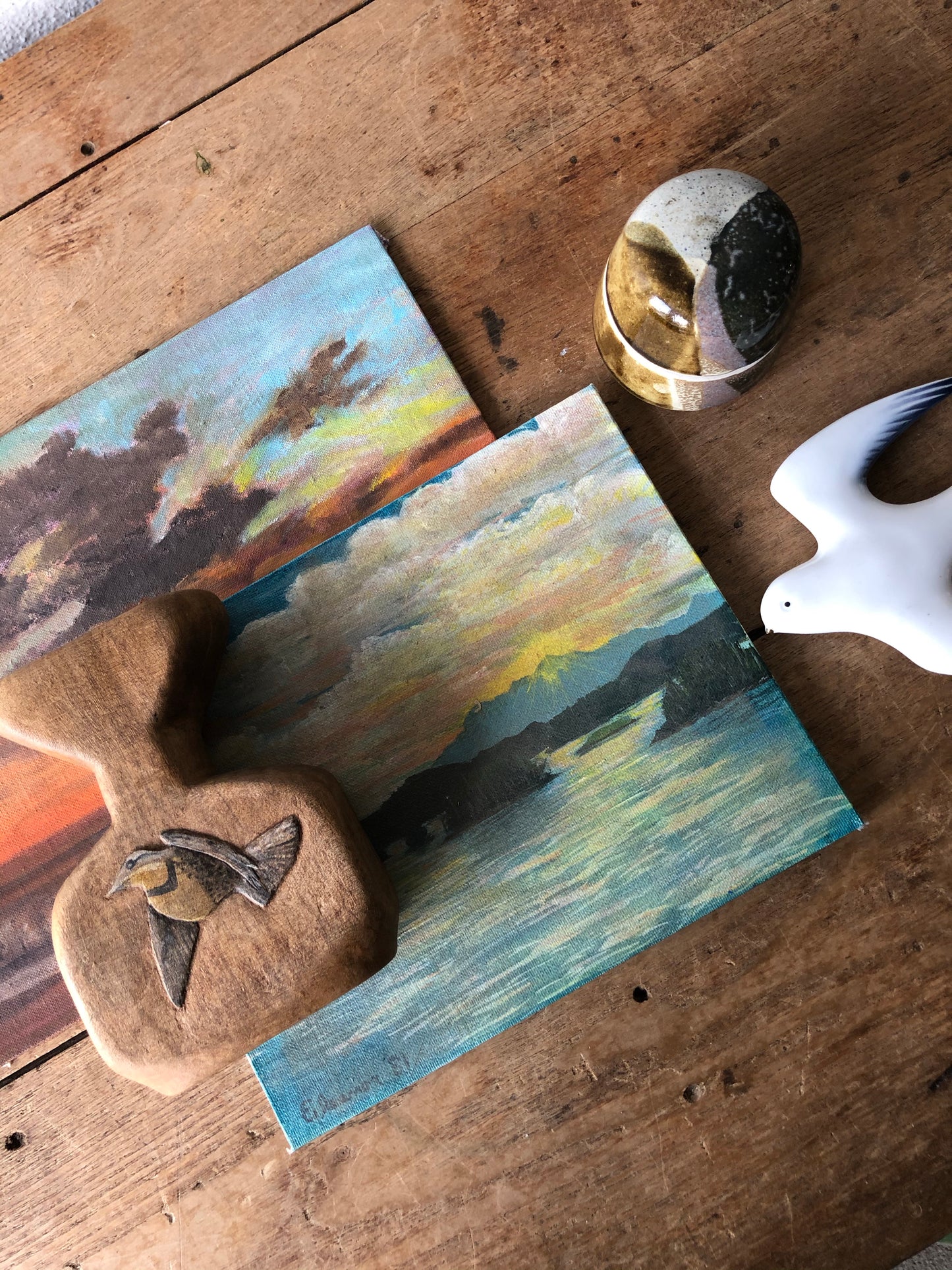 Handmade Vintage Wood Vase