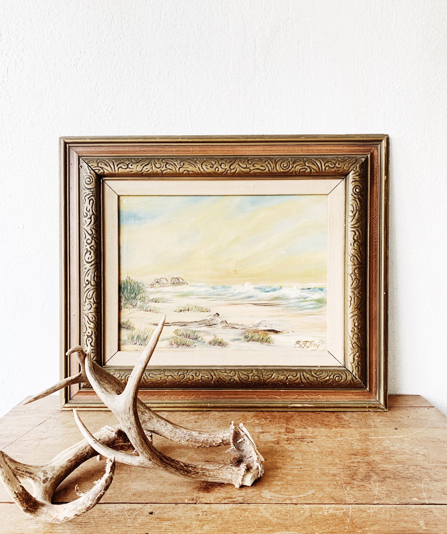 Vintage Framed Seascape Painting