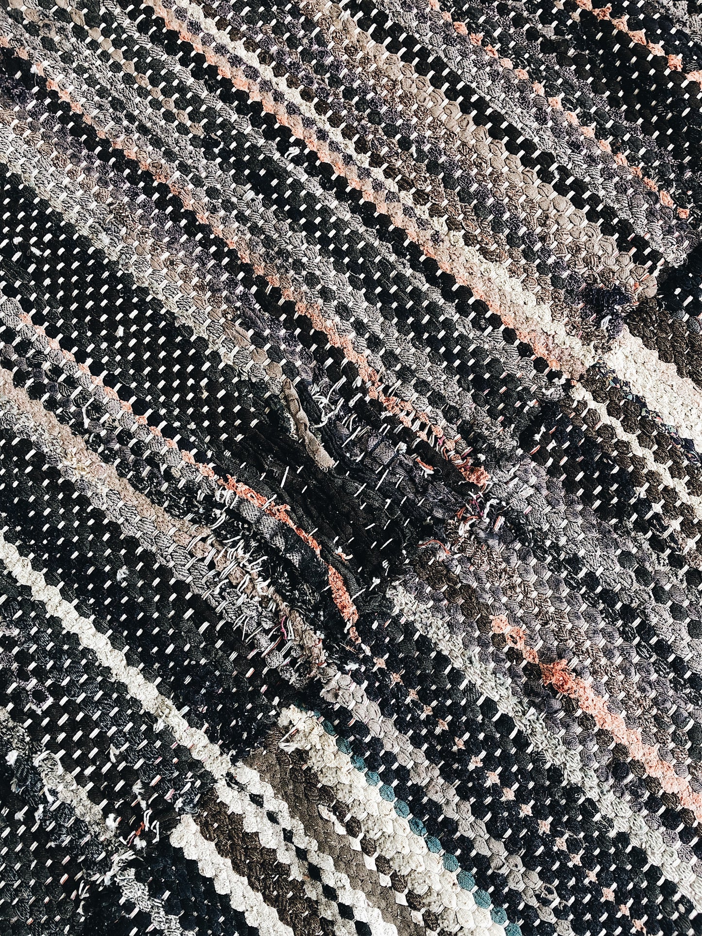 Vintage Indigo Wool Rag Rug