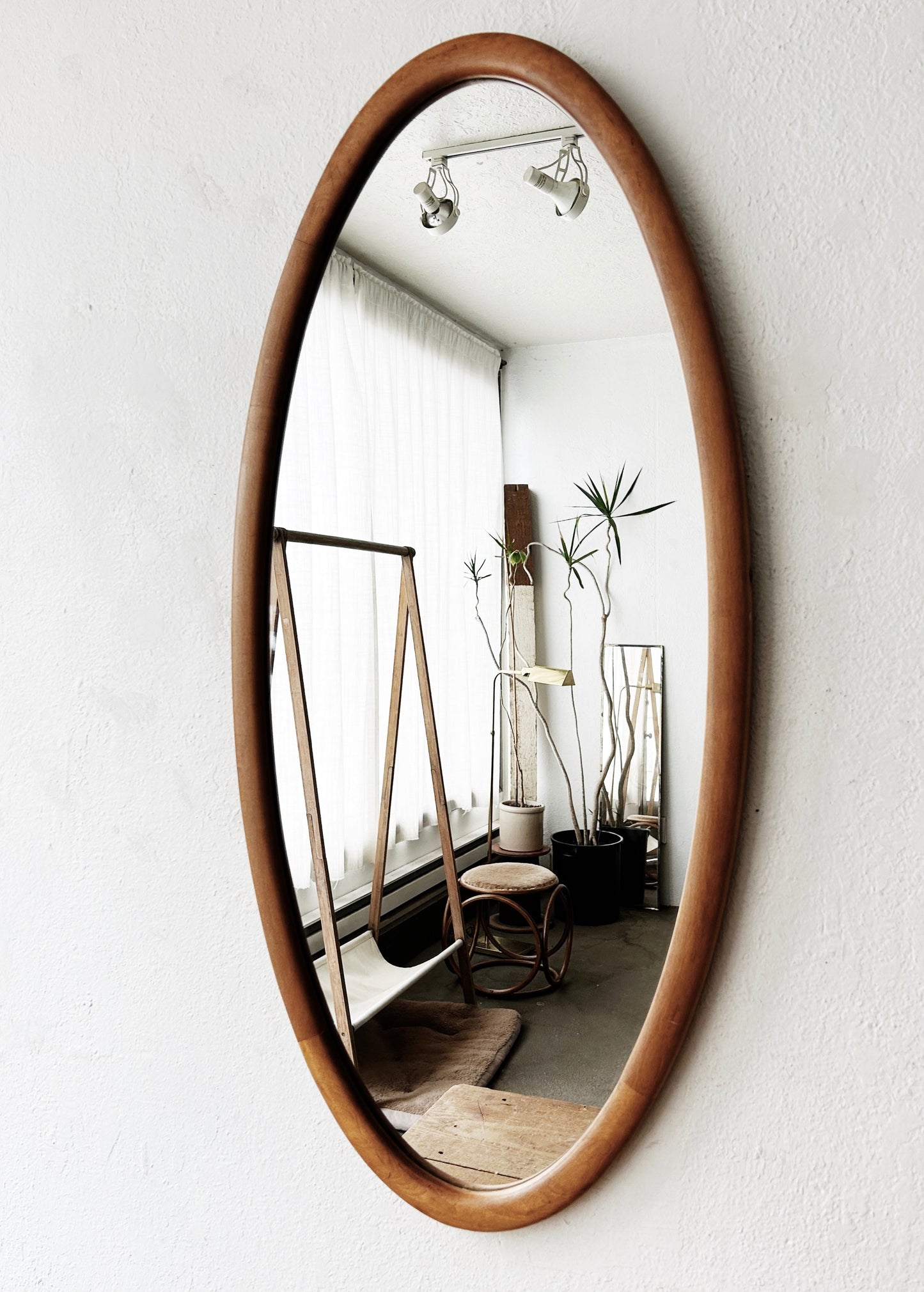 Large Natural Wood Framed Oblong Mirror