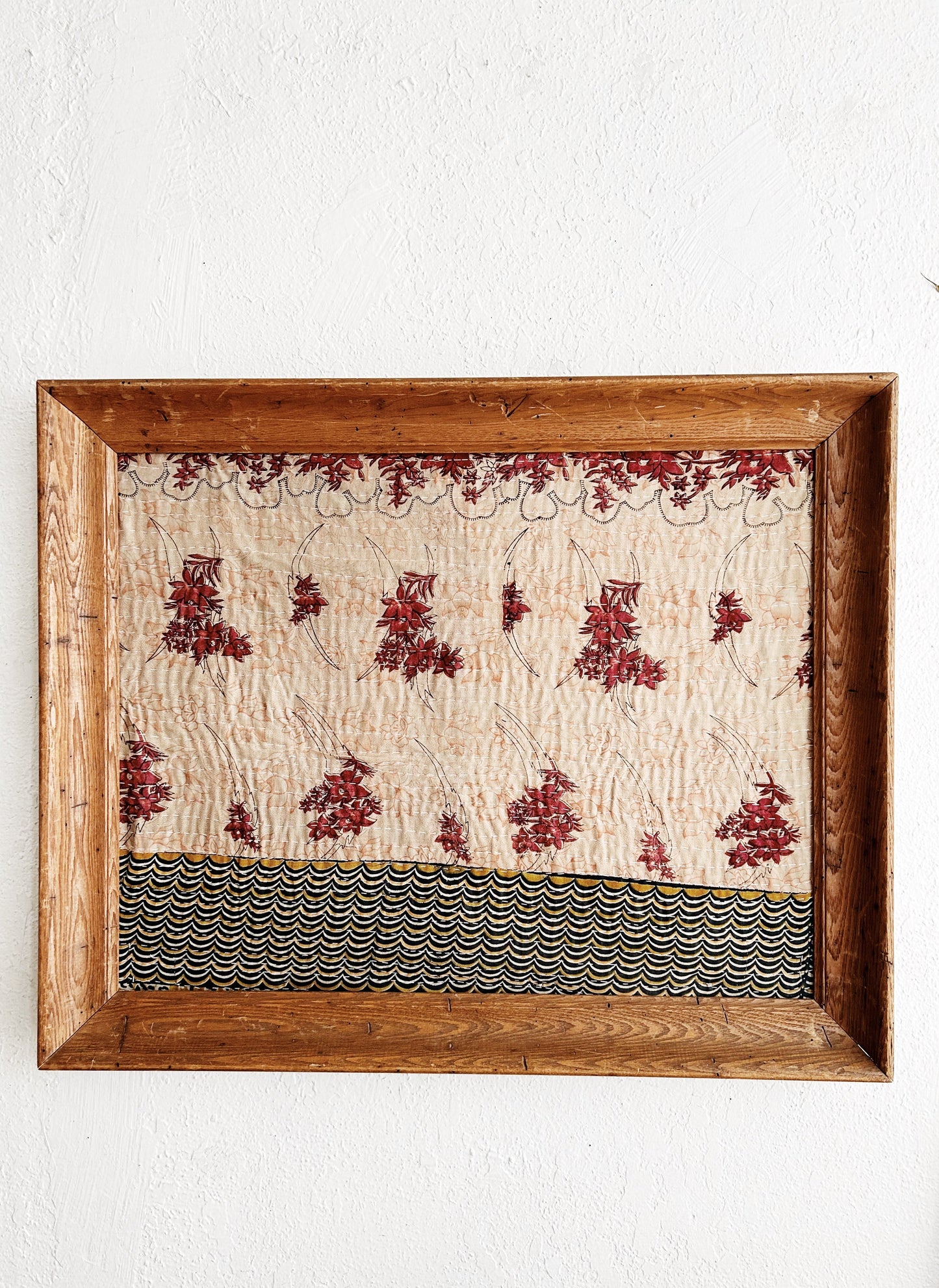 Large Vintage Framed Kantha Remnant