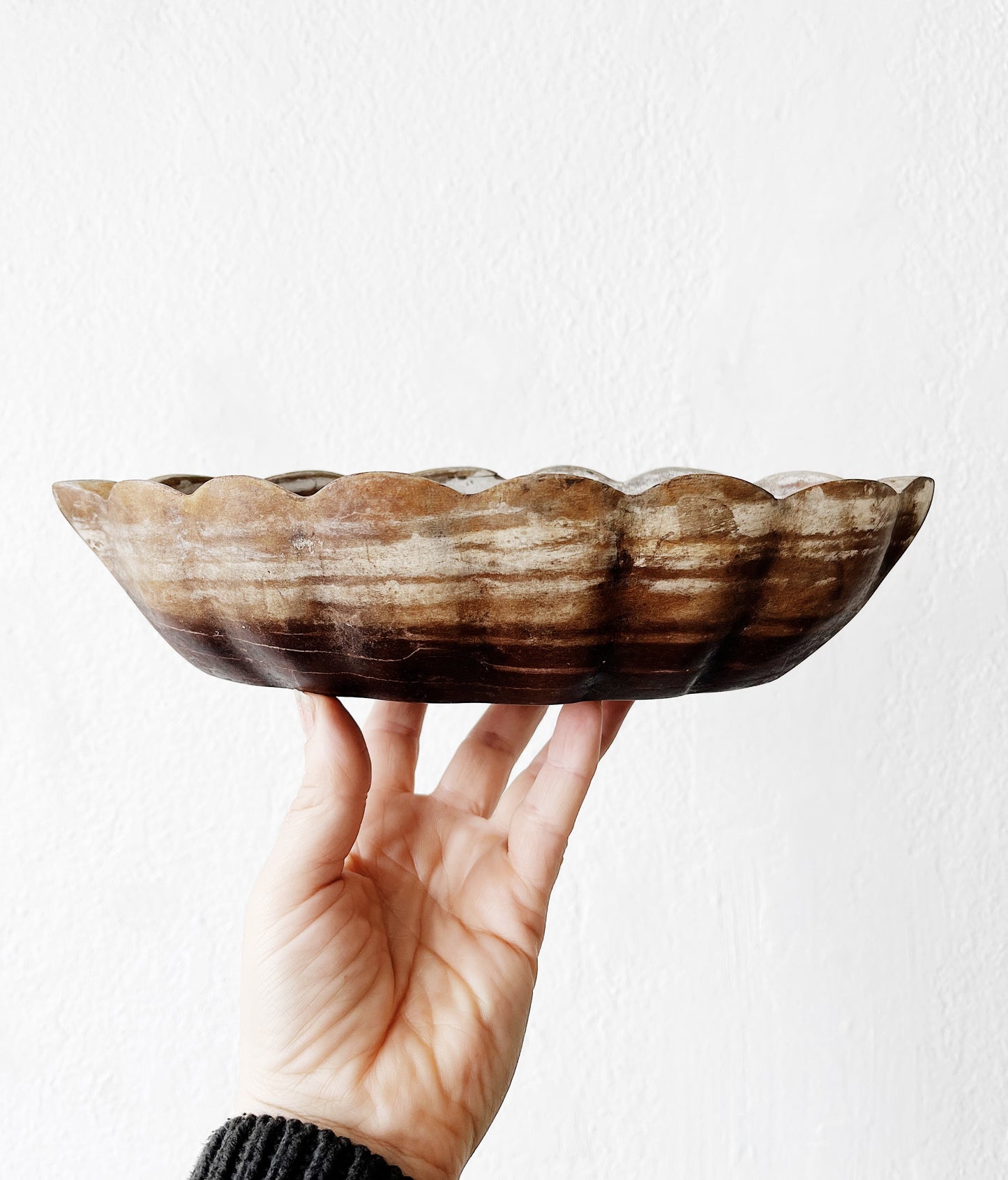 Scalloped Edge Wood Bowl
