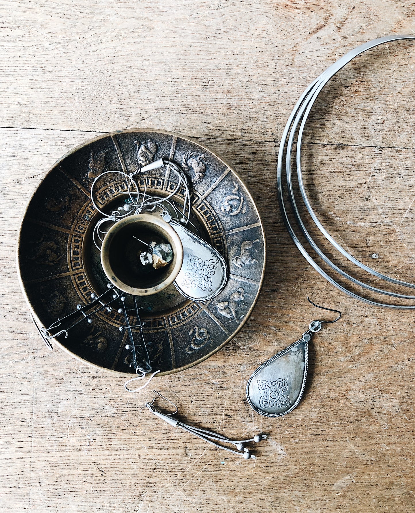 Vintage Mexican Silver Circle Earrings