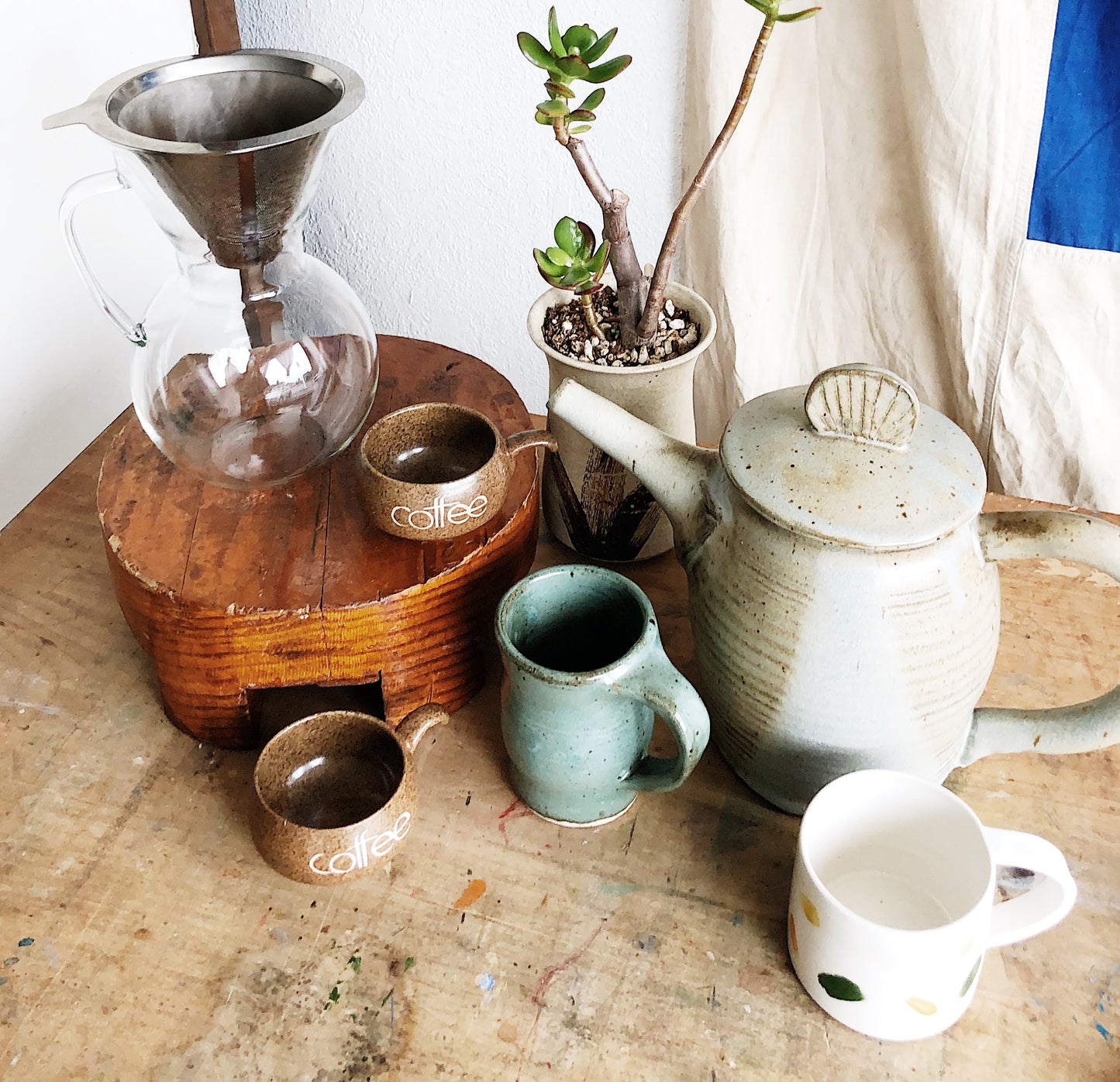 Blown Glass Coffee Maker with Filter and Stand