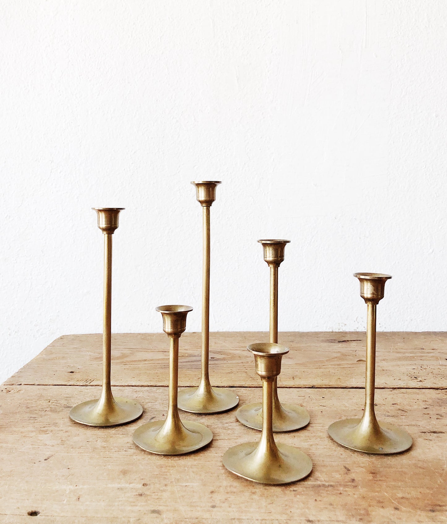 Vintage Minimal Brass Candlesticks
