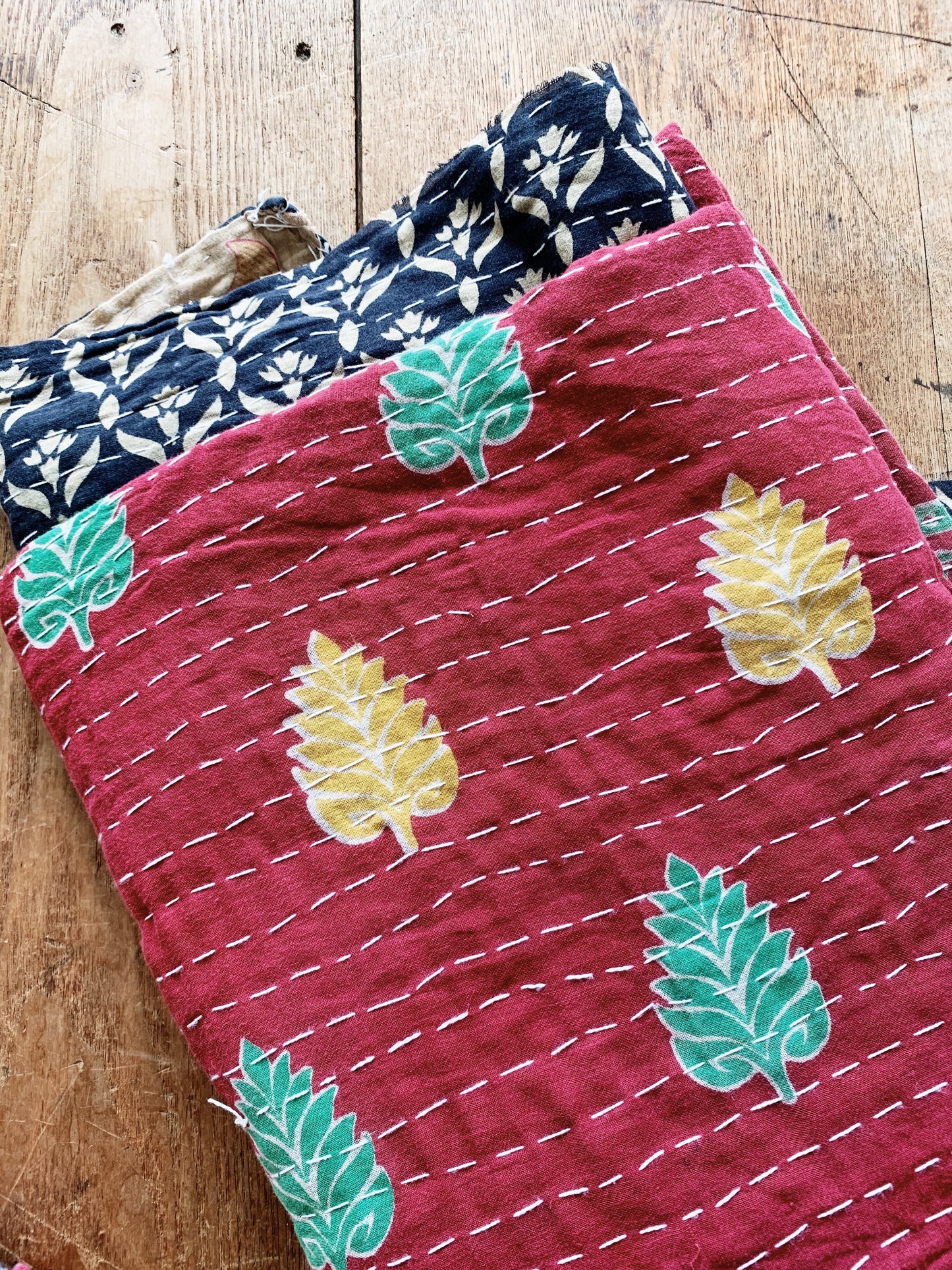 Vintage Reversible Cotton Kantha Quilt