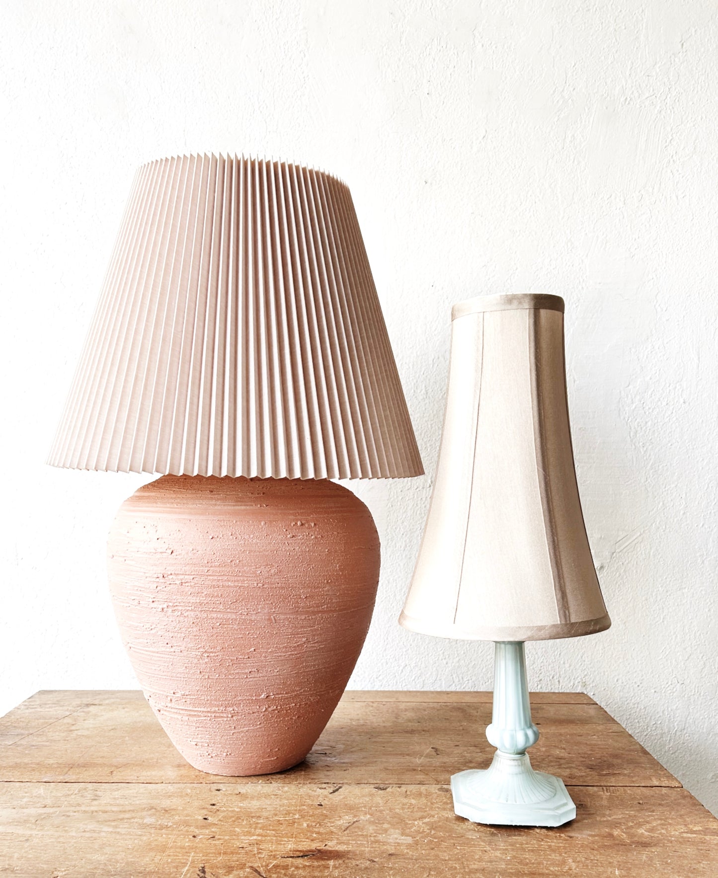 1940’s Glass Lamp with Silk Shade