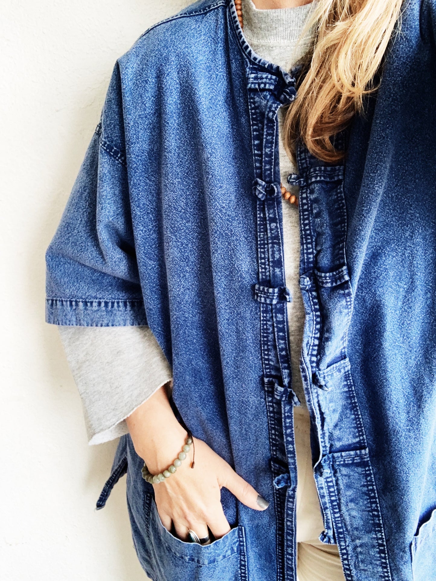 Vintage Indigo Cheongsam Work Shirt