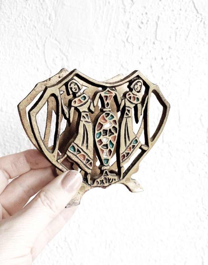 Vintage Flemish Brass Note Holder