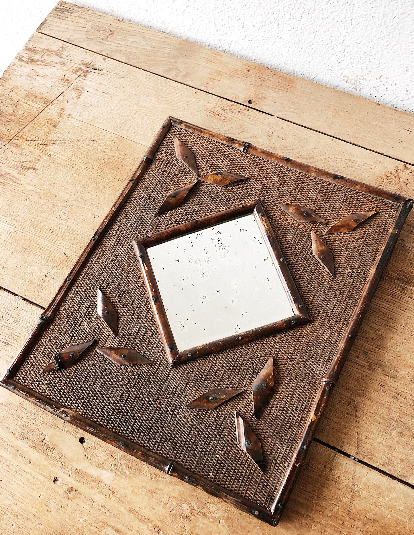 Vintage Woven Grasscloth Mirror