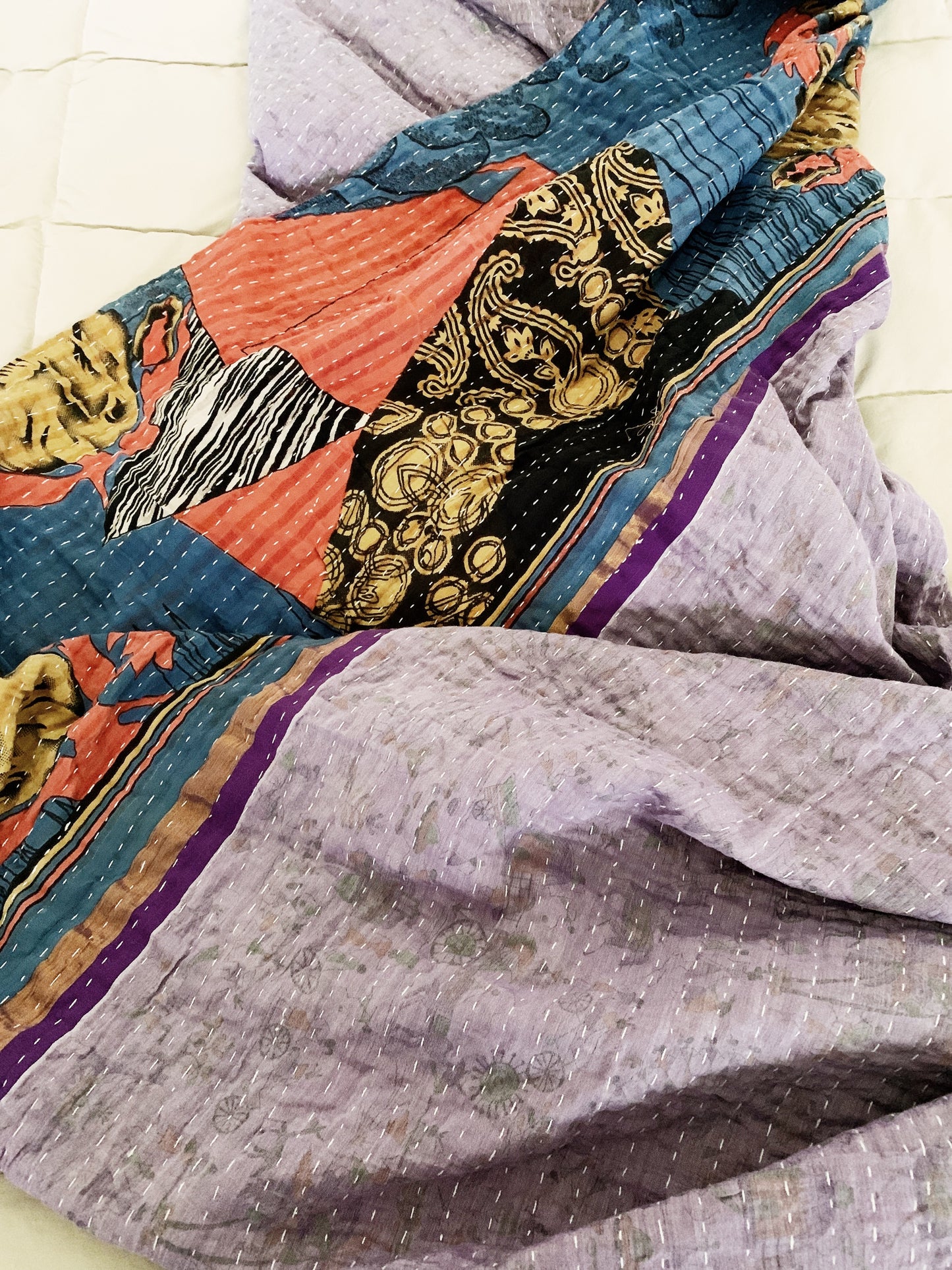 Vintage Reversible Kantha Quilt