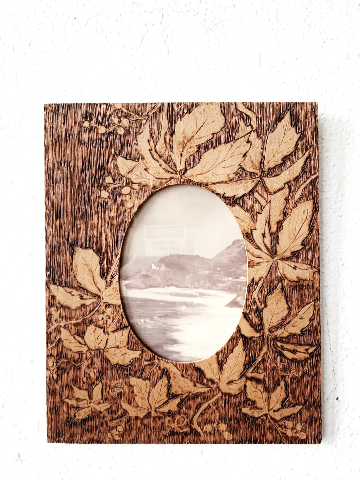 Vintage Burned Wood Frame with Photo