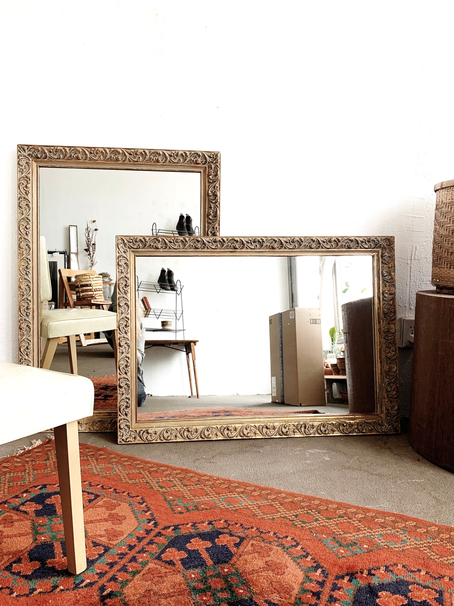 Large Ornate Carved Wood Gilt Mirror