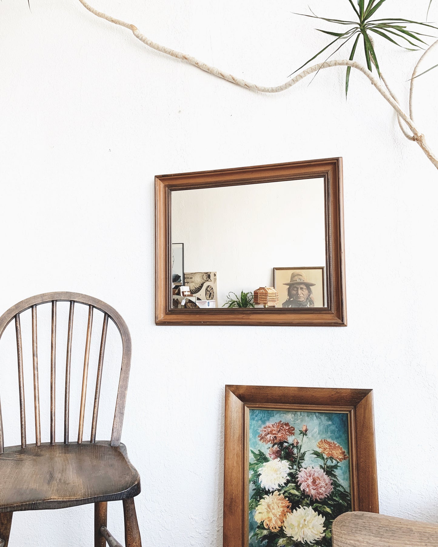 Vintage Wood Framed Mirror