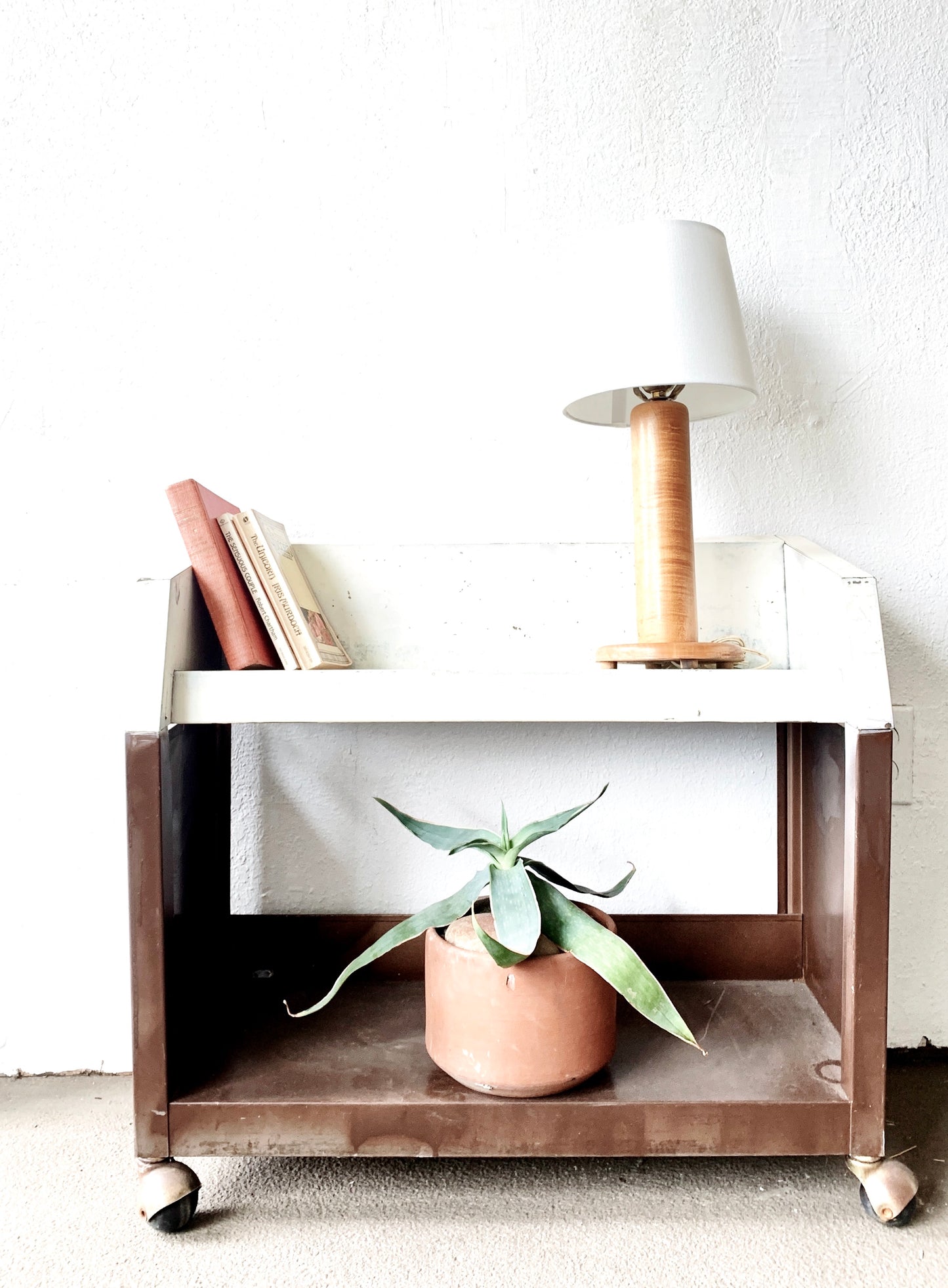Mid Century Metal Rolling Shelf