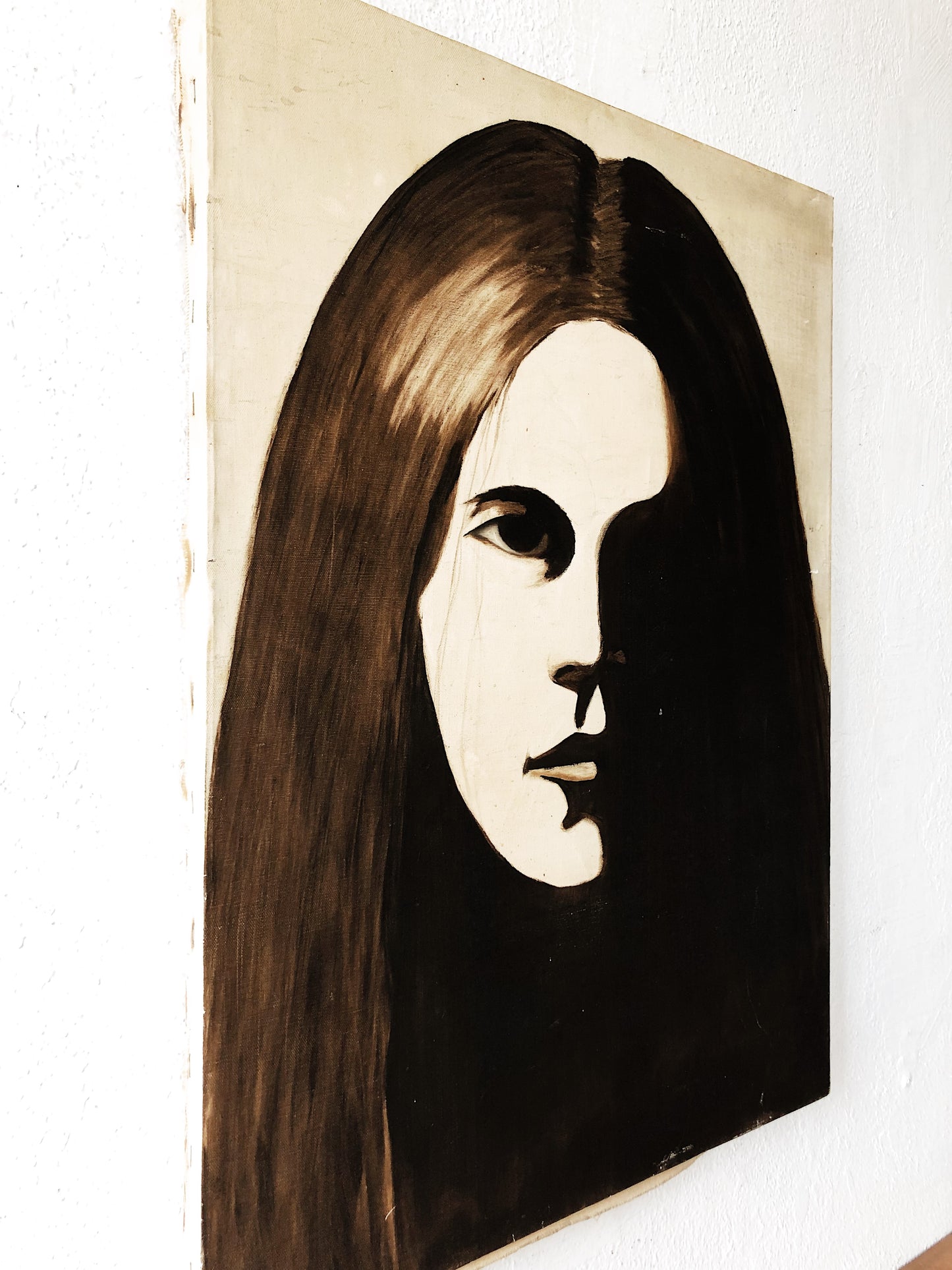 Large Original 1970s Painting on Canvas