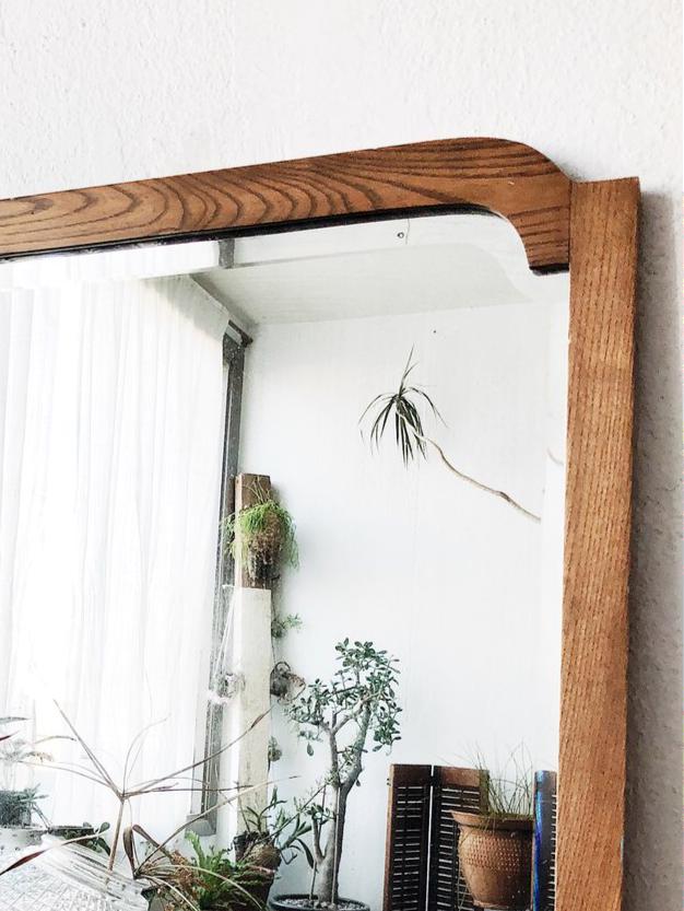 Antique Oak Beveled Mirror