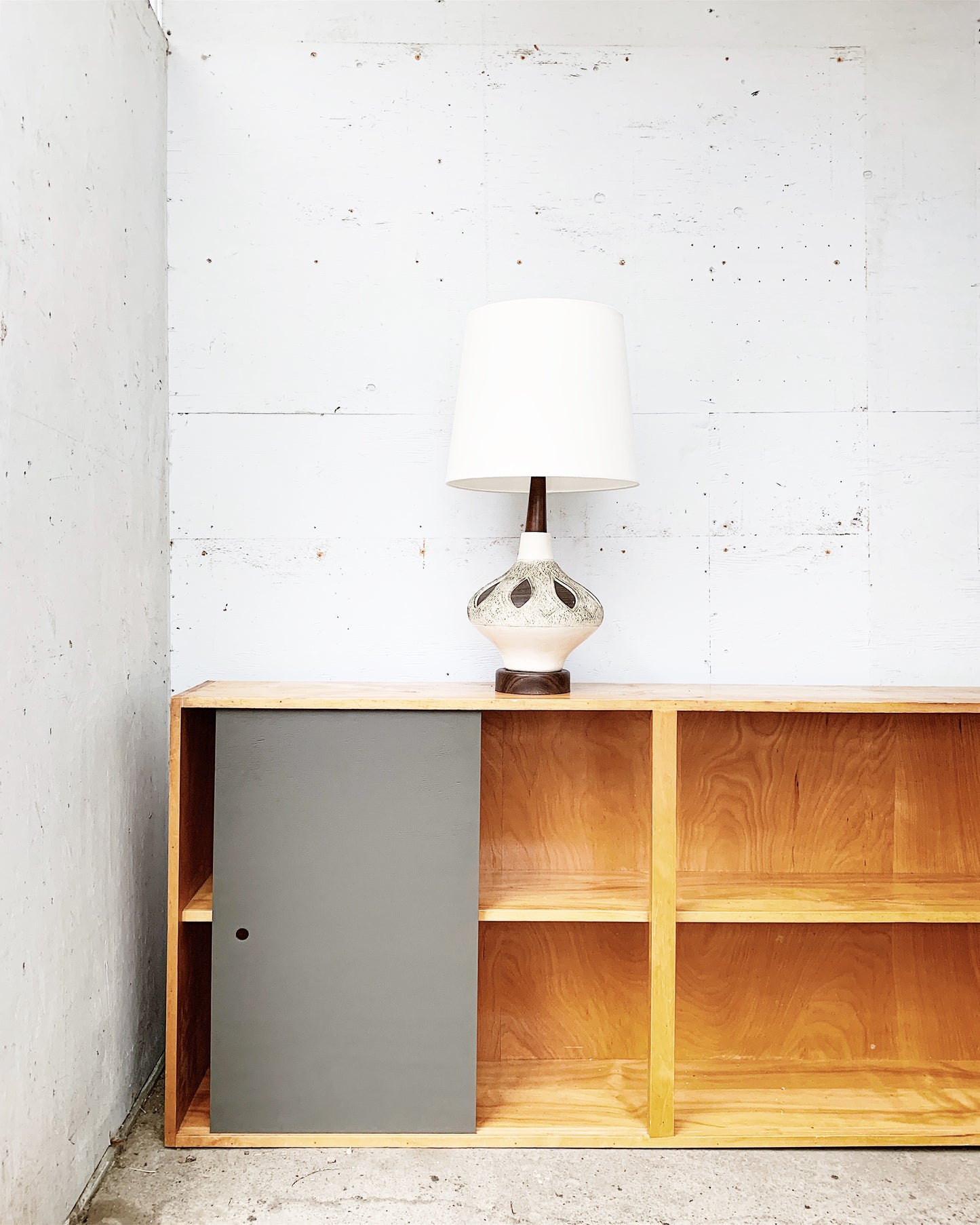 Long Vintage Wood Shelving Unit