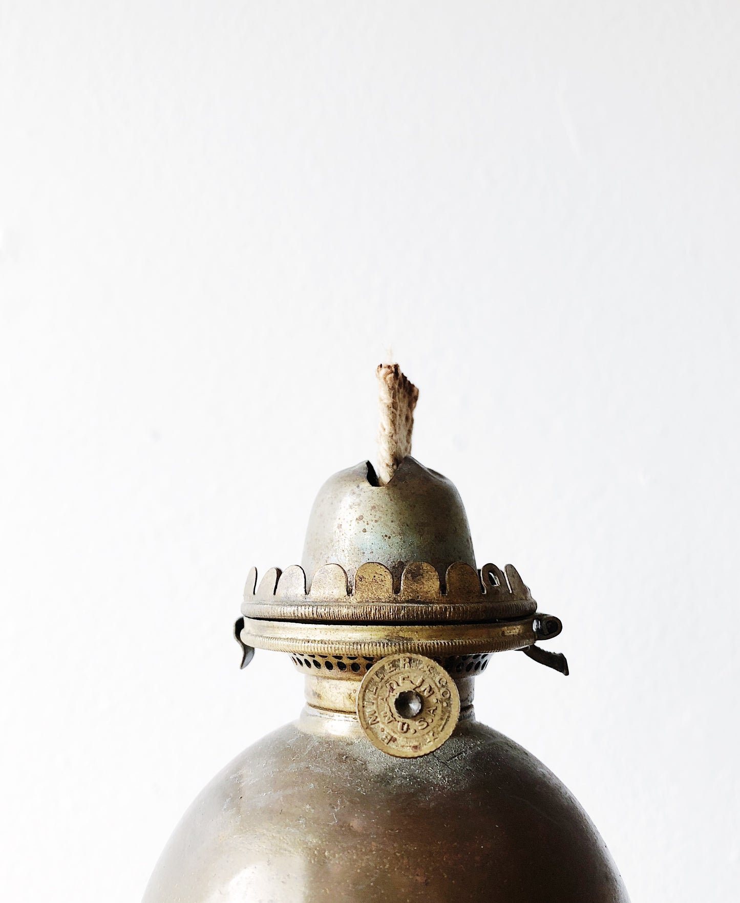 Antique Petite Brass Oil Lamp