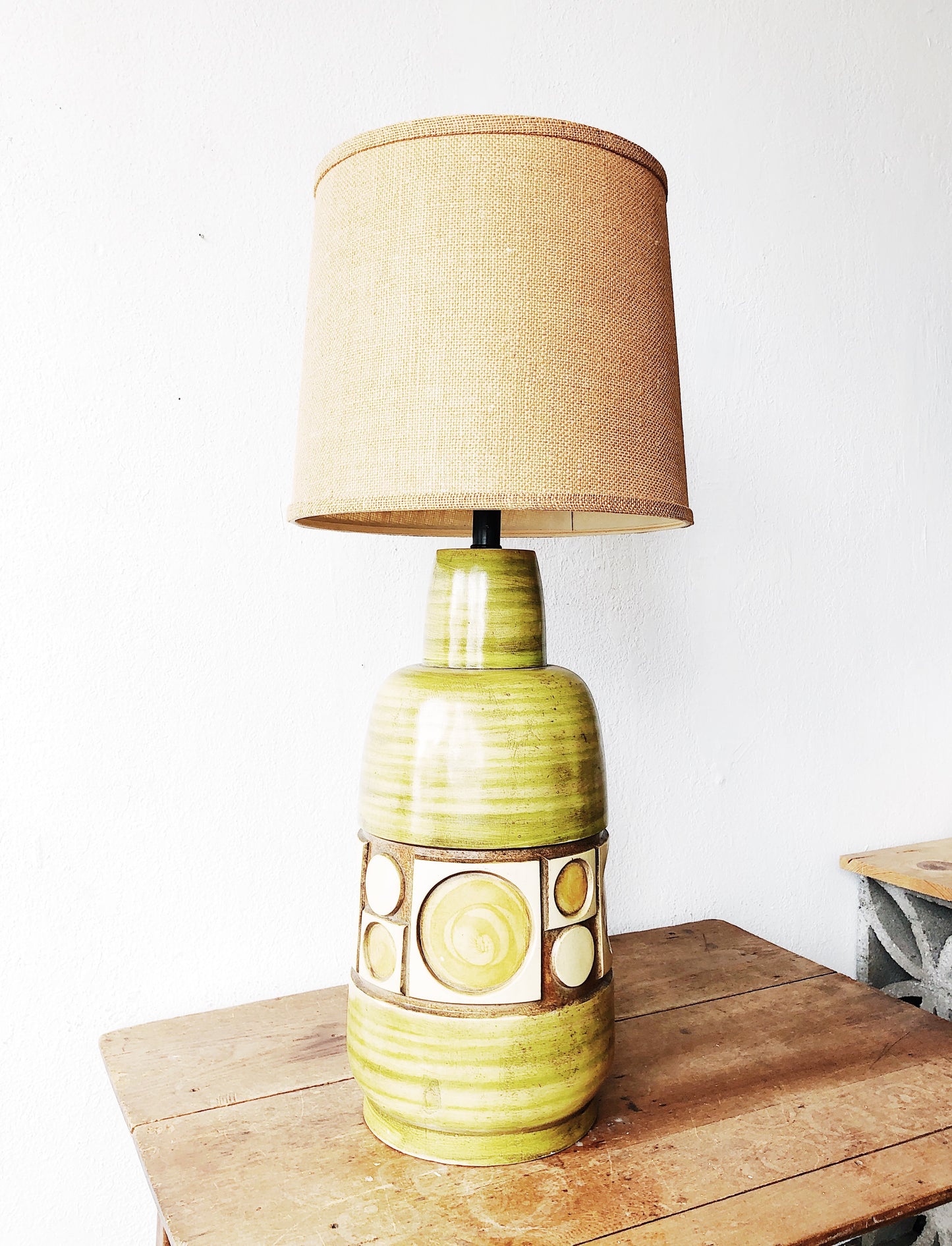 Vintage Carved Wood Lamp
