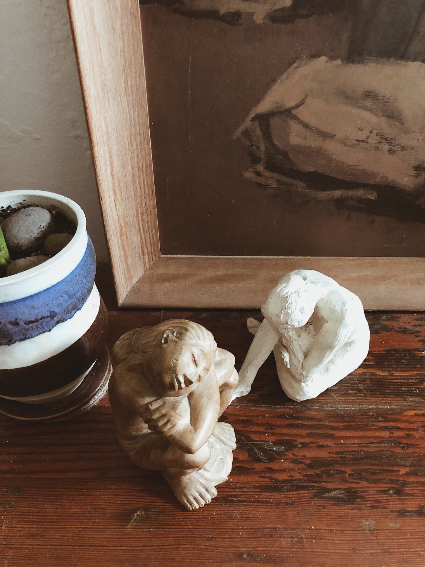 Vintage Wooden Dreamer Sculpture