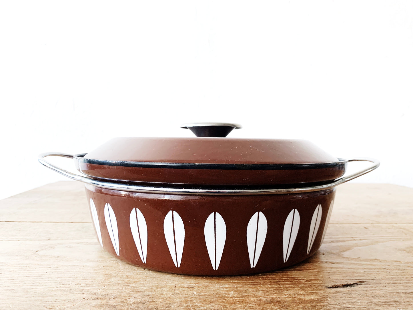 Mid Century Catherine Holm of Norway Lotus Enameled Stock Pot