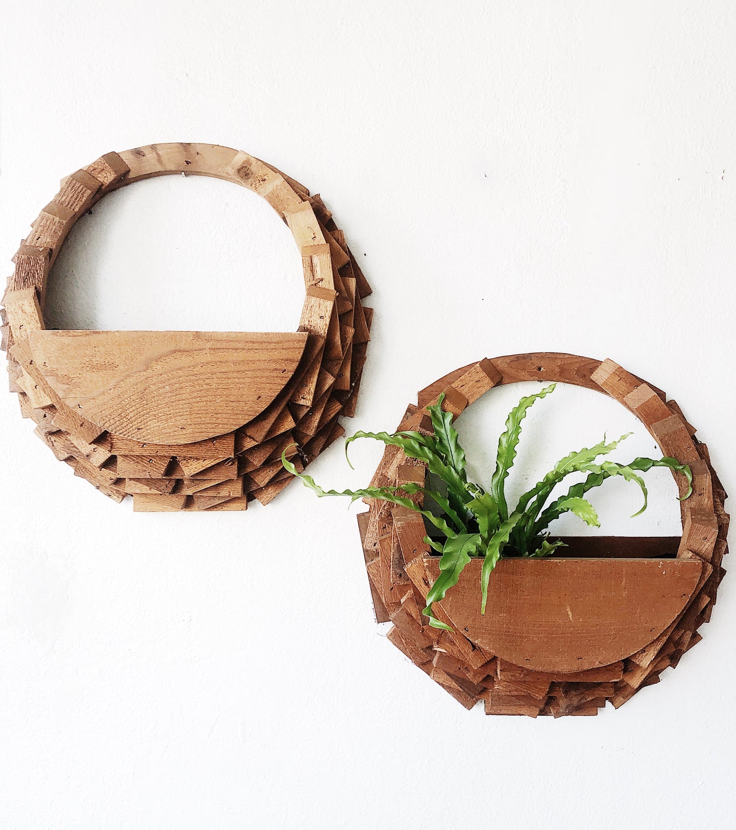 Large Vintage Wood Tramp Art Planter